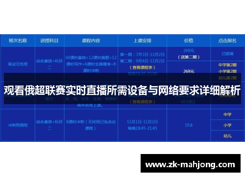 观看俄超联赛实时直播所需设备与网络要求详细解析